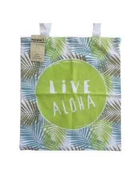 Live Aloha Hawaii Tote Bag Palm Leaf Design 100% Recycled Cotton Eco-Friendly